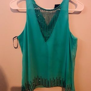 Small teal chiffon tank